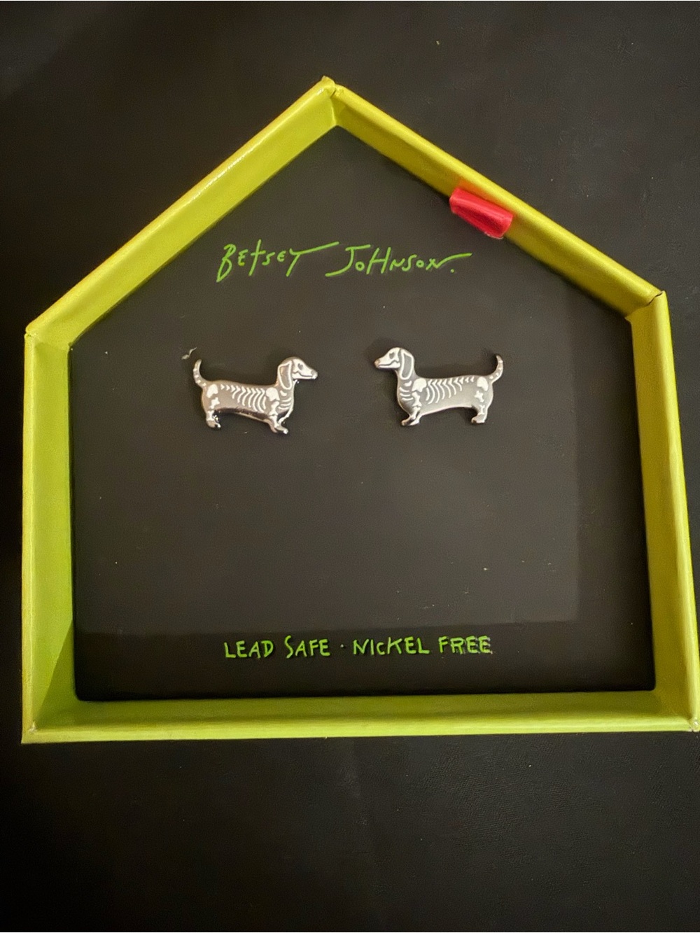 Betsey Johnson Silver-Tone Dachshund Stud Earrings